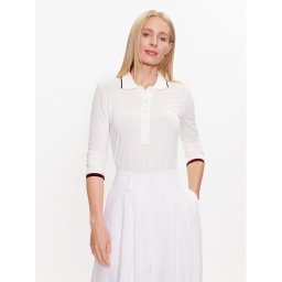 Tommy Hilfiger Pólóing Split Global WW0WW38831 Ekru Slim Fit