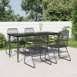 vidaXL 5 részes fekete PVC rattan kerti étkezőgarnitúra