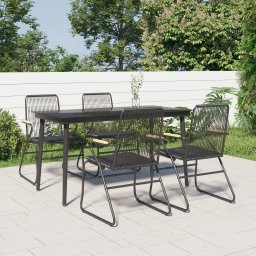 vidaXL 5 részes fekete PVC rattan kerti étkezőgarnitúra