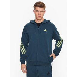 adidas Pulóver Future Icons 3-Stripes Full-Zip Hoodie IJ8878 Türkizkék Regular Fit