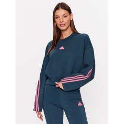 adidas Pulóver Future Icons 3-Stripes Sweatshirt IL3055 Türkizkék Loose Fit