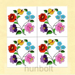 Kalocsai virágok matrica 5x5 cm 4 db - átlátszó alap
