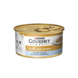 GOURMET GOLD Tengeri hallal szószban spenóttal duó élmény nedves macskaeledel 85g