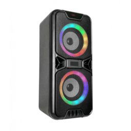 RGB Bluetooth hordozható hangszóró , party hangfal LED világítással , 2 x 10 watt , USB , tölthető , 41 x 18 cm