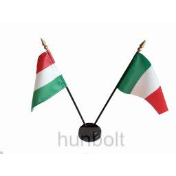 Nemzeti és Olaszország zászlók asztali tartóval