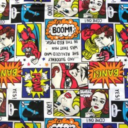 AKCIÓS! Comics, képregény mintás pamutvászon