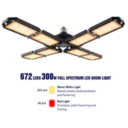 672 Ledes 300w-os Állítható Növénynevelő Led Lámpa E27 (4877)
