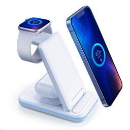 3mk töltőállvány - Hyper Wireless Charger 3w1 15W, fehér