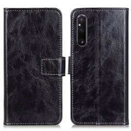 RETRO Wallet tok Sony Xperia 1 V fekete