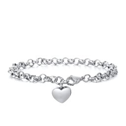 Nemesacél kegyeleti karkötő, nyitható, szív alakú dísszel - tölcsérrel