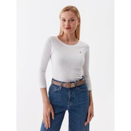 Tommy Hilfiger Blúz WW0WW37861 Ekru Slim Fit