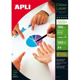 APLI Fotópapír, lézer, A4, 160 g, fényes, kétoldalas, APLI "Premium Laser"