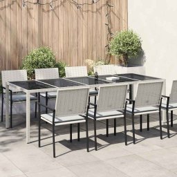 vidaXL fehér polyrattan és edzett üveg kerti asztal 250 x 100 x 75 cm