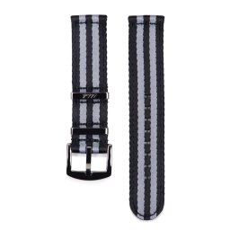 Edelwolle prémium kétrészes Nato óraszíj, fekete/szürke, 22mm