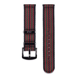 Edelwolle prémium kétrészes Nato óraszíj, fekete/piros/zöld, 22mm