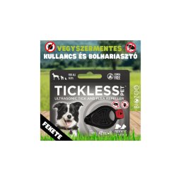 Vegyszermentes ultrahangos kullancs- és bolhariasztó medál kutyáknak és macskáknak, TICKLESS - fekete