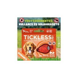 Vegyszermentes ultrahangos kullancs- és bolhariasztó medál kutyáknak és macskáknak, TICKLESS - narancs