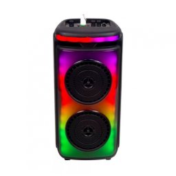 RGB Bluetooth hangszóró , party hangfal LED világítással , mikrofonnal , távirányítóval , 2 x 10 watt , USB , tölthető , 54 x 27 cm