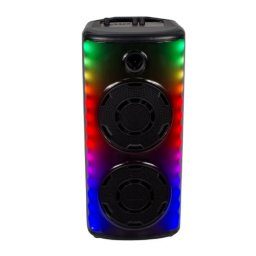 RGB Bluetooth hangszóró , party hangfal LED világítással , mikrofonnal , távirányítóval , 2 x 10 watt , USB , tölthető , 65 x 32 cm