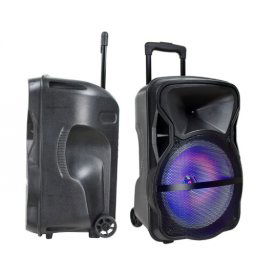RGB Bluetooth hangszóró , party hangfal LED világítással , mikrofonnal , távirányítóval , gurulós , 37 watt , USB , tölthető , 60 x 37 cm