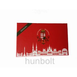 Piros dobozos benzines öngyújtó- koszorús címeres Budapest-Hungary felirat