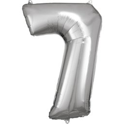 Ezüst Silver óriás szám fólia lufi 7-es, 83x55 cm