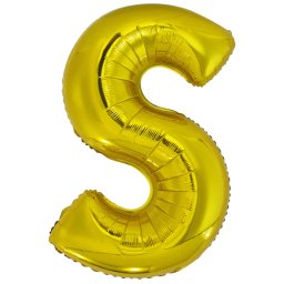 Fólia léggömb, "S" betű, arany, 86 cm