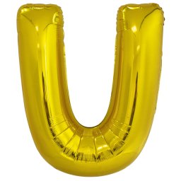 Fólia léggömb, "U" betű, arany, 114 cm