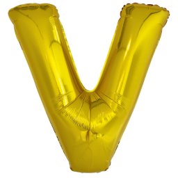 Fólia léggömb, "V" betű, arany, 110 cm