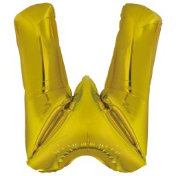 Fólia léggömb, "W" betű, arany, 113 cm
