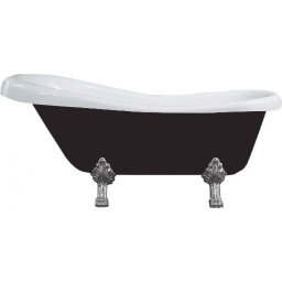 M. Retro Térben álló kád akril 150 x 73 cm Fehér/ Fekete Láb króm - 53251507375-00 Térben álló kád