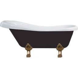 M. Retro Térben álló kád akril 170 x 75 cm Fehér/ Fekete Láb Arany- 53251707575-50 Térben álló kád