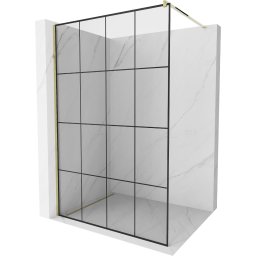 Mexen Kioto Walk-In Zuhanyfal 140 x 200 cm, átlátszó üveg/ fekete 8 mm, arany - 800-140-101-50-77 Walk-In Zuhanyfal