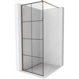 Mexen Kioto Walk-In Zuhanyfal 90 x 200 cm, átlátszó üveg/ fekete 8 mm, rózsa arany - 800-090-101-60-77 Walk-In Zuhanyfal