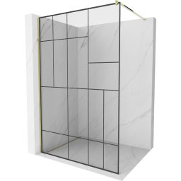 Mexen Kioto Walk-In Zuhanyfal 100 x 200 cm, átlátszó üveg/ fekete 8 mm, arany - 800-100-101-50-78 Walk-In Zuhanyfal