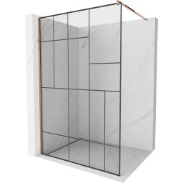 Mexen Kioto Walk-In Zuhanyfal 90 x 200 cm, átlátszó üveg/ fekete 8 mm, rózsa arany - 800-090-101-60-78 Walk-In Zuhanyfal