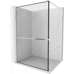 Mexen Kioto+ Walk-In Zuhanyfal törölközõ tartóval 120 x 200 cm, átlátszó üveg/ fekete 8 mm, króm - 800-120-121-01-70 Walk-In Zuhanyfal