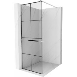 Mexen Kioto+ Walk-In Zuhanyfal törölközõ tartóval 90 x 200 cm, átlátszó üveg/ fekete 8 mm, króm - 800-090-121-01-77 Walk-In Zuhanyfal