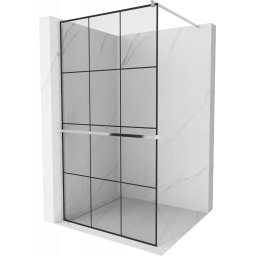 Mexen Kioto+ Walk-In Zuhanyfal törölközõ tartóval 100 x 200 cm, átlátszó üveg/ fekete 8 mm, króm - 800-100-121-01-77 Walk-In Zuhanyfal