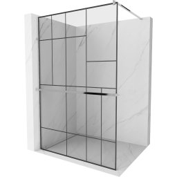 Mexen Kioto+ Walk-In Zuhanyfal törölközõ tartóval 90 x 200 cm, átlátszó üveg/ fekete 8 mm, króm - 800-090-121-01-78 Walk-In Zuhanyfal