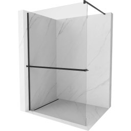 Mexen Kioto+ Walk-In Zuhanyfal törölközõ tartóval 110 x 200 cm, átlátszó üveg 8 mm, fekete - 800-110-121-70-00 Walk-In Zuhanyfal