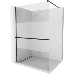 Mexen Kioto+ Walk-In Zuhanyfal törölközõ tartóval 110 x 200 cm, átlátszó üveg/ szatén 8 mm, fekete - 800-110-121-70-35 Walk-In Zuhanyfal