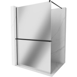 Mexen Kioto+ Walk-In Zuhanyfal törölközõ tartóval 70 x 200 cm, tükör üveg 8 mm, fekete - 800-070-121-70-50 Walk-In Zuhanyfal