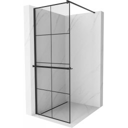 Mexen Kioto+ Walk-In Zuhanyfal törölközõ tartóval 70 x 200 cm, átlátszó üveg/ fekete 8 mm, fekete - 800-070-121-70-77 Walk-In Zuhanyfal