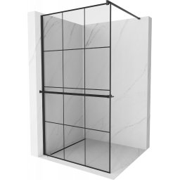 Mexen Kioto+ Walk-In Zuhanyfal törölközõ tartóval 110 x 200 cm, átlátszó üveg/ fekete 8 mm, fekete - 800-110-121-70-77 Walk-In Zuhanyfal