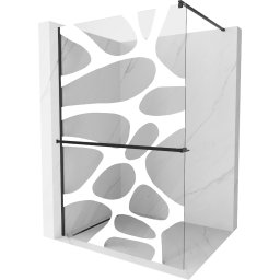 Mexen Kioto+ Walk-In Zuhanyfal törölközõ tartóval 140 x 200 cm, átlátszó üveg/fehér 8 mm, fekete - 800-140-121-70-97 Walk-In Zuhanyfal