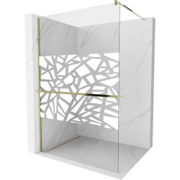 Mexen Kioto+ Walk-In Zuhanyfal törölközõ tartóval 130 x 200 cm, átlátszó üveg/fehér 8 mm, arany - 800-130-121-50-85 Walk-In Zuhanyfal