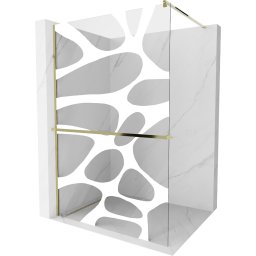 Mexen Kioto+ Walk-In Zuhanyfal törölközõ tartóval 80 x 200 cm, átlátszó üveg/fehér 8 mm, arany - 800-080-121-50-97 Walk-In Zuhanyfal