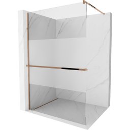Mexen Kioto+ Walk-In Zuhanyfal törölközõ tartóval 80 x 200 cm, átlátszó üveg/ szatén 8 mm, rózsa arany - 800-080-121-60-35 Walk-In Zuhanyfal