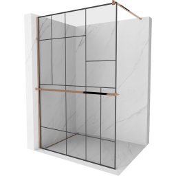 Mexen Kioto+ Walk-In Zuhanyfal törölközõ tartóval 110 x 200 cm, átlátszó üveg/ fekete 8 mm rózsa arany - 800-110-121-60-78 Walk-In Zuhanyfal